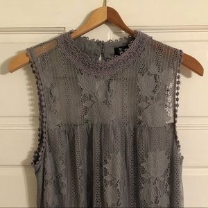 grey and lace top